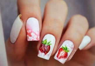Ягоды и фрукты на ногтях - фото 8