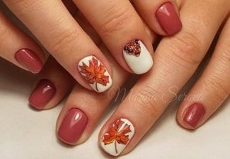 Осенний дизайн коротких ногтей - фото 17