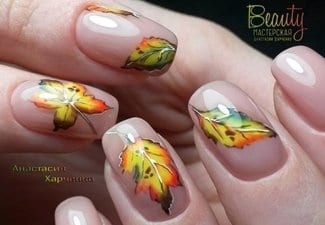 Осенний дизайн коротких ногтей - фото 58