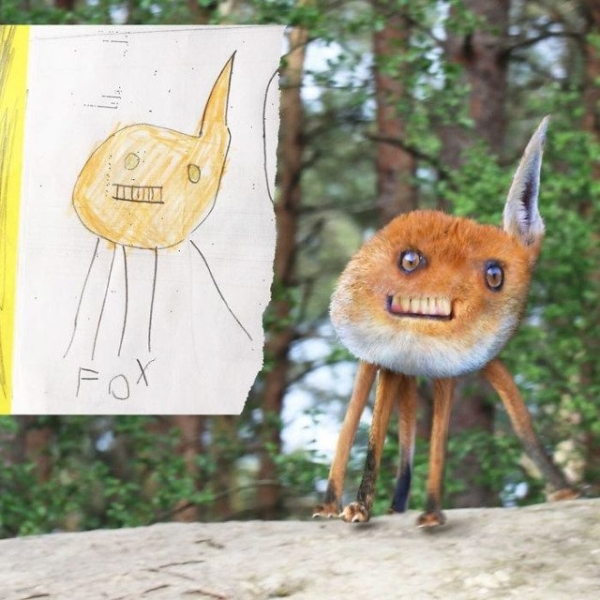 Детские рисунки животных превратились в реалистичных персонажей