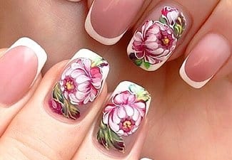 Цветочные рисунки на ногтях - фото 21